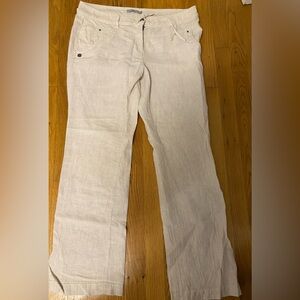 Dalia Beige Striped Linen&Cotton Pants